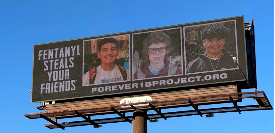 photo of billboard warning of fentanyl dangers